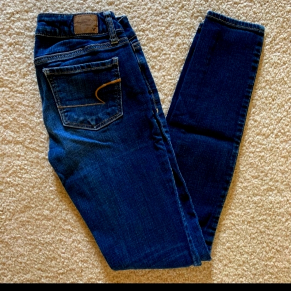 American Eagle Dark Wash Skinny Jeans - 2 Long